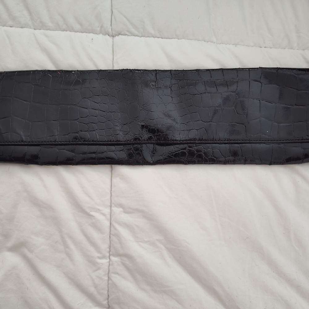 Elegant Black Crocodile-Embossed Clutch